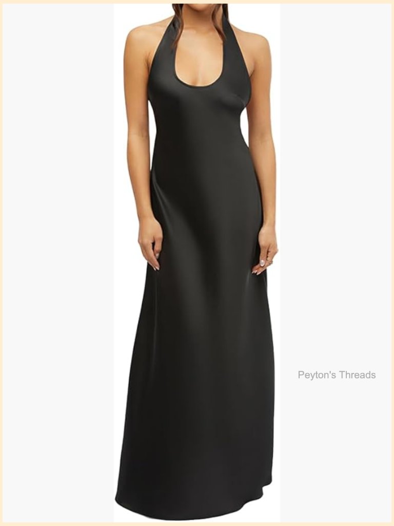 Women's Halter Neck Scoop Midi Dress Sleeveless Polyester Solid